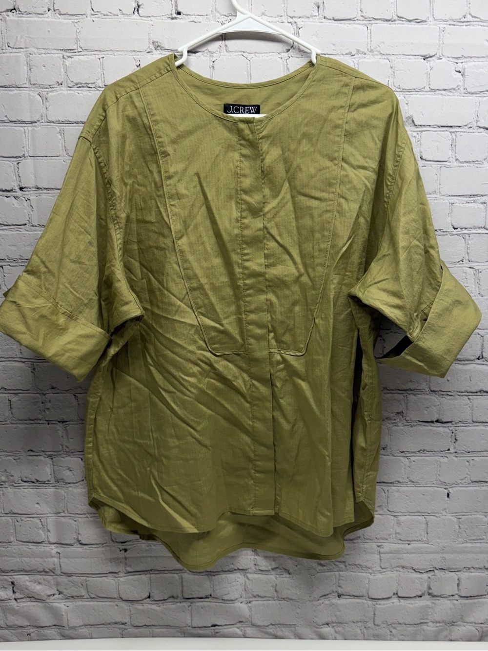 J. Crew Olive Lightweight top cotton size L NWT
